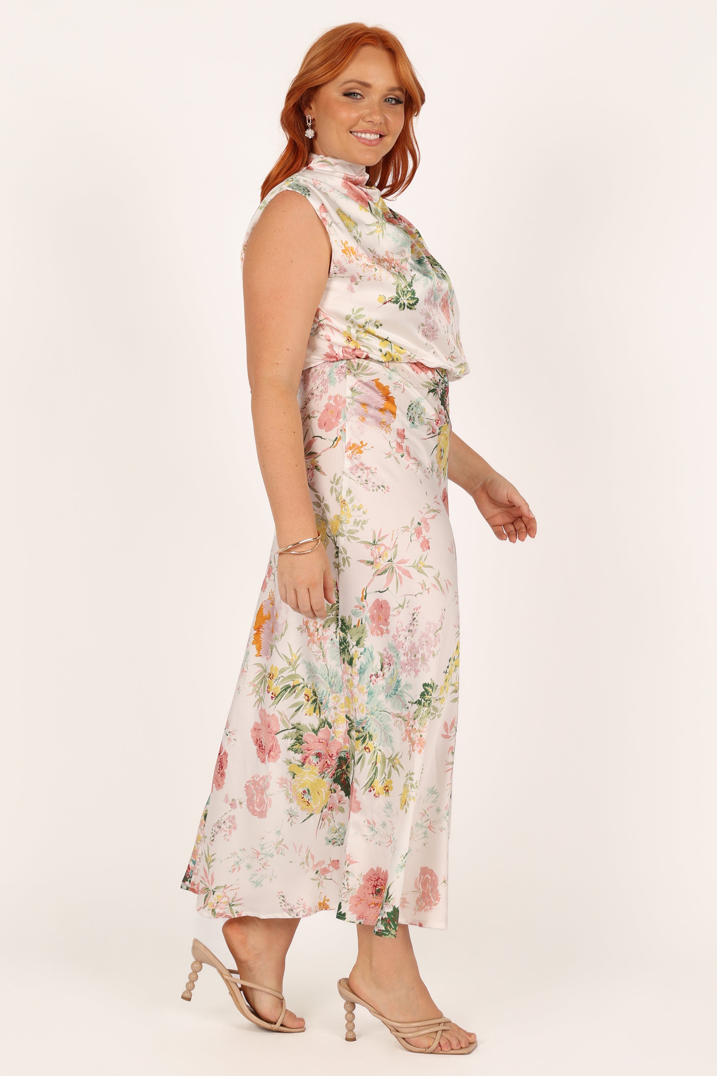 Anabelle Halter Neck Midi Dress - White Floral