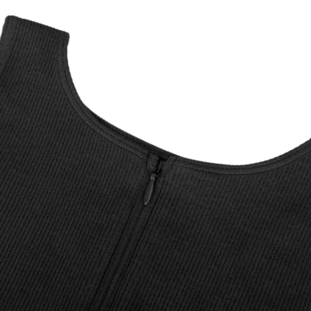 Ribbed Zip Front Sleeveless Bodysuit