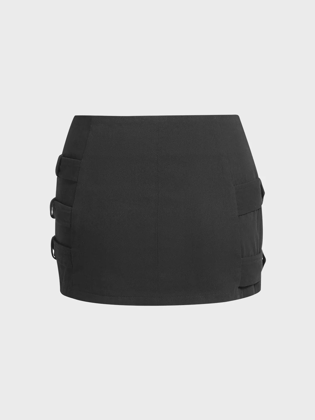 Cotton Metal Detail Zip Up Plain Short Skirt FREESHIPPING