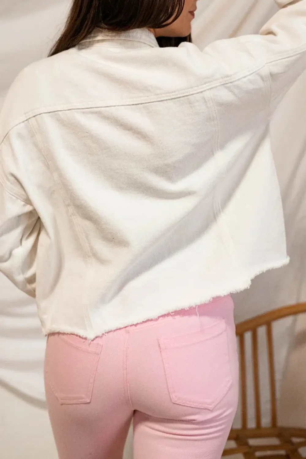 Raw Hem Button Up Jacket
