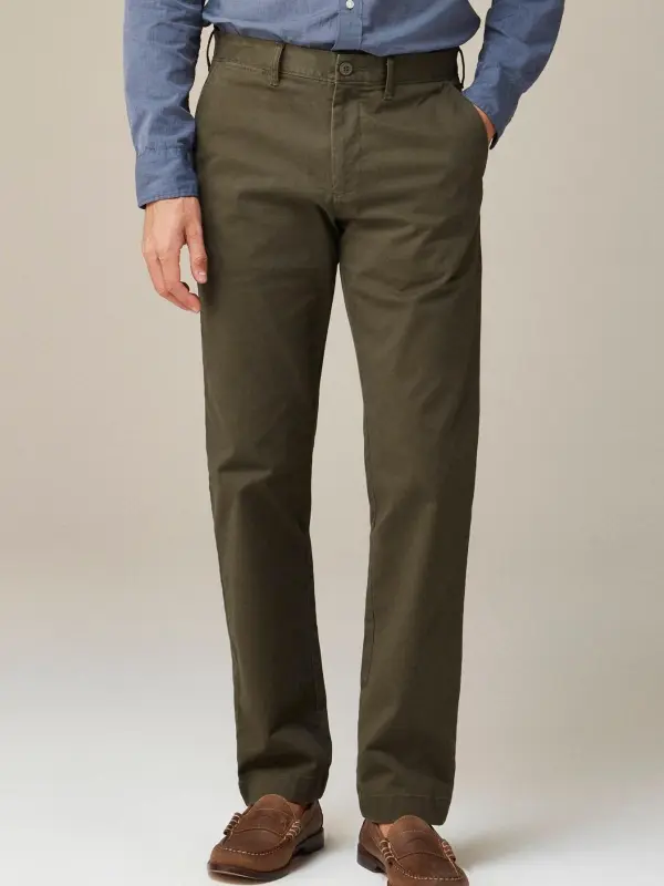 Olive Green Regular Fit Men's Chino Pants