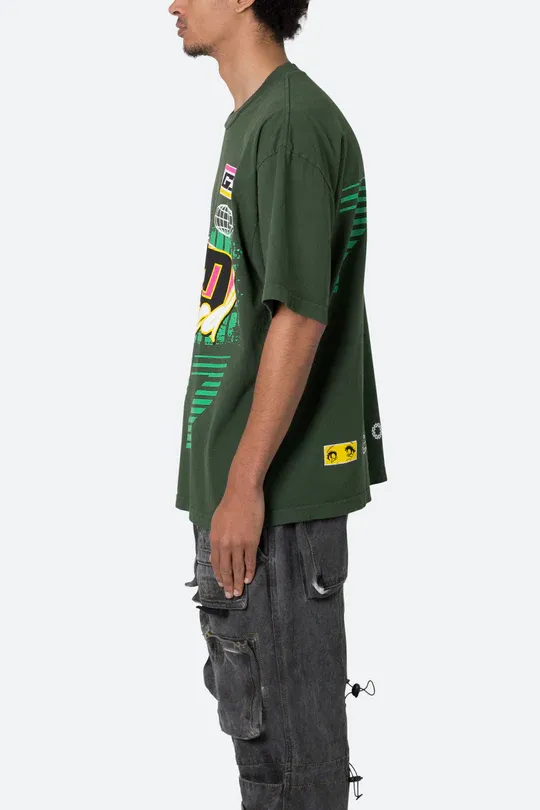 OLIVE GREEN RACING THEMED T-SHIRT