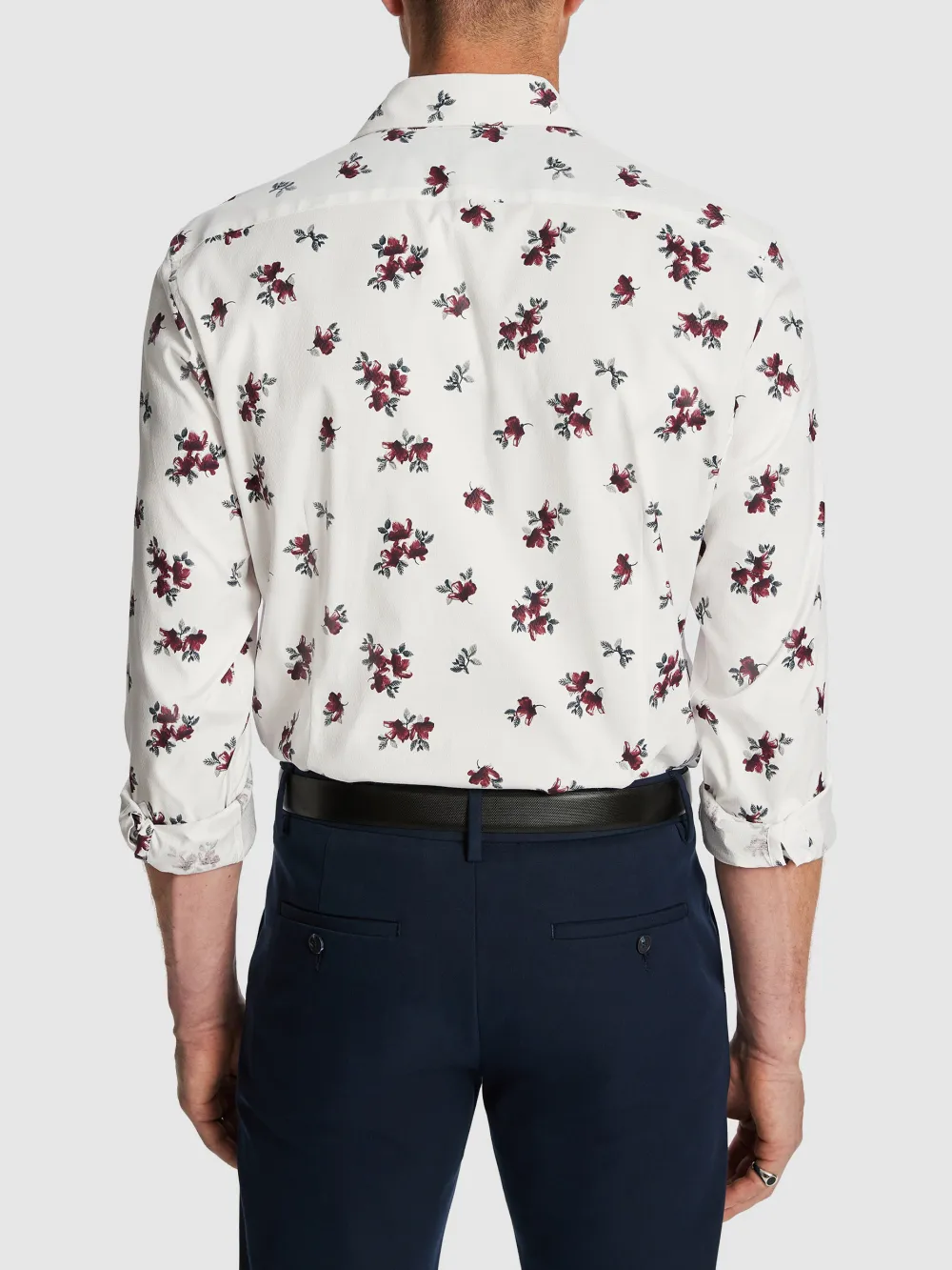 White Floral Print Long Sleeve Shirt