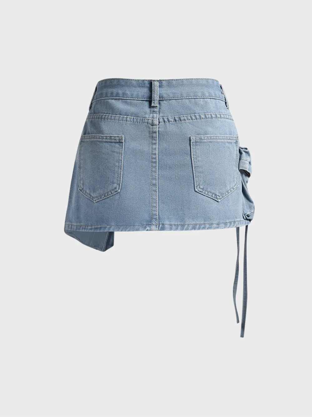 Multicolor Denim Pockets Bottom Skirt