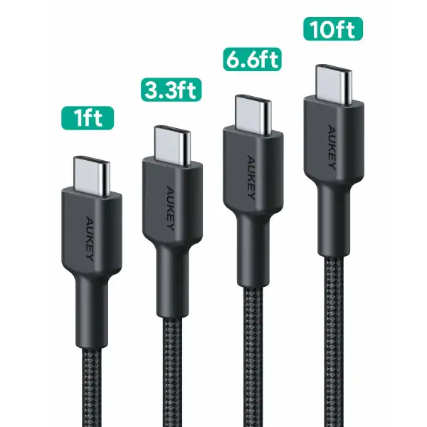 AUKEY CB-CD37 1ft, 3.3ft, 6.6ft, and 10ft cables