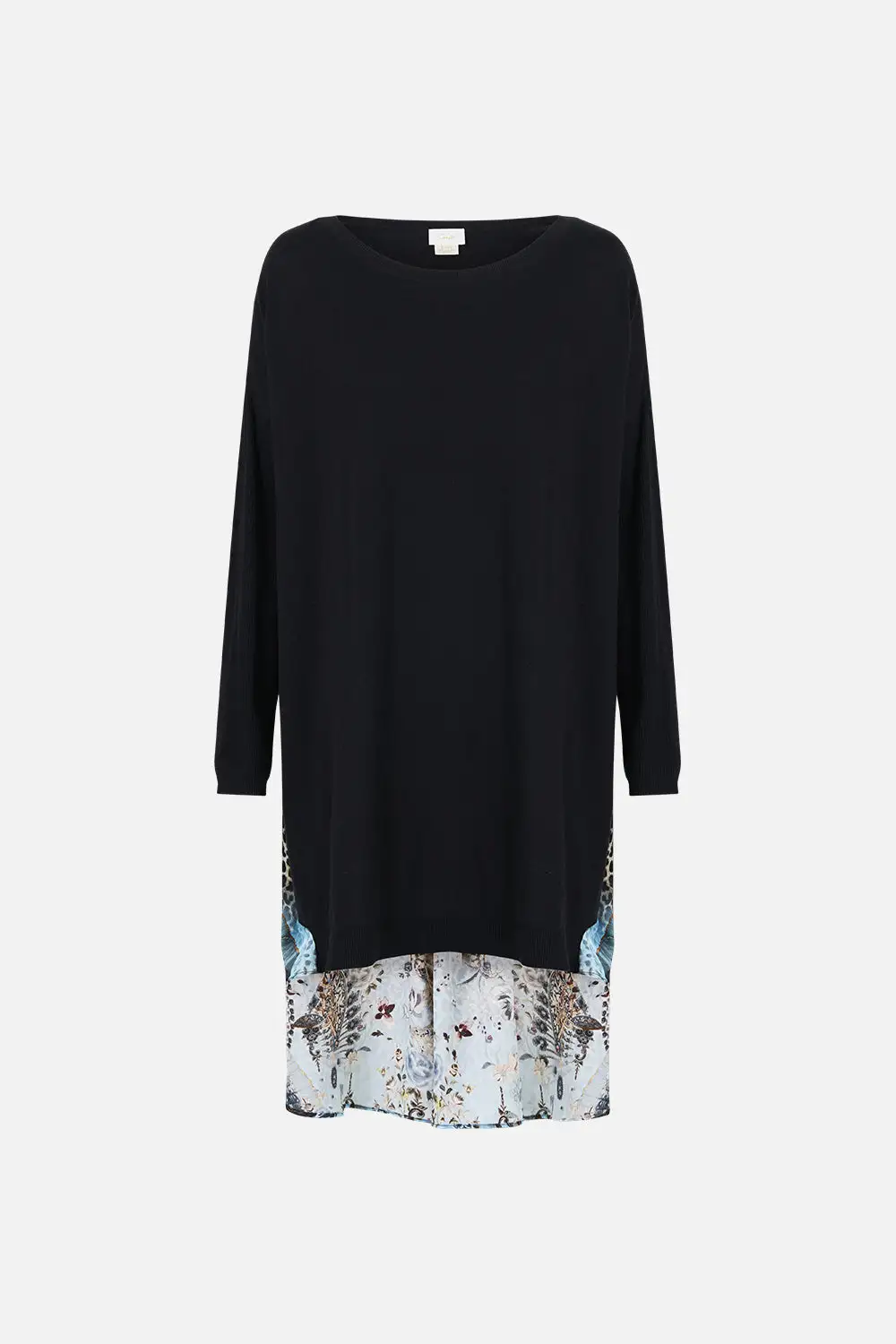 Knit Pullover with Pleated Silk Back Top
