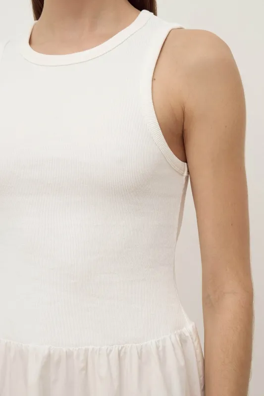 White Drop-Waist Cotton Maxi Dress