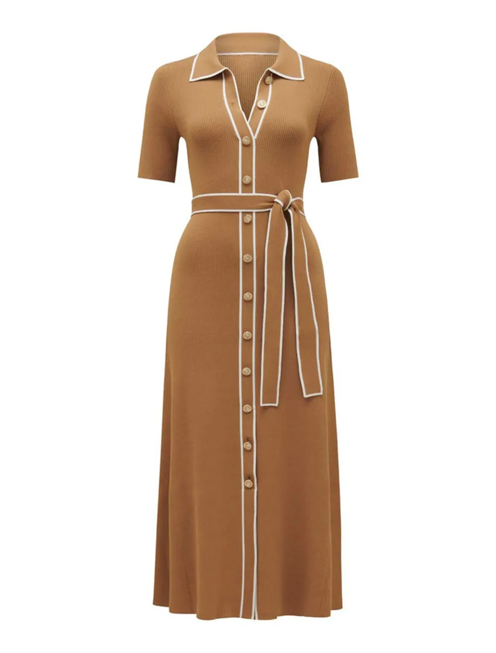 Tipped S/S A-Line Dress