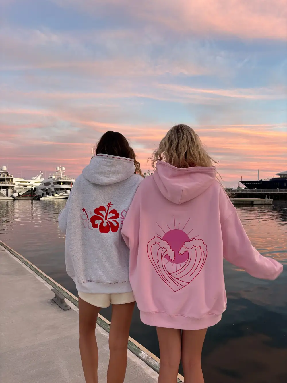 Bubblegum Ocean Heart Stitched Hoodie