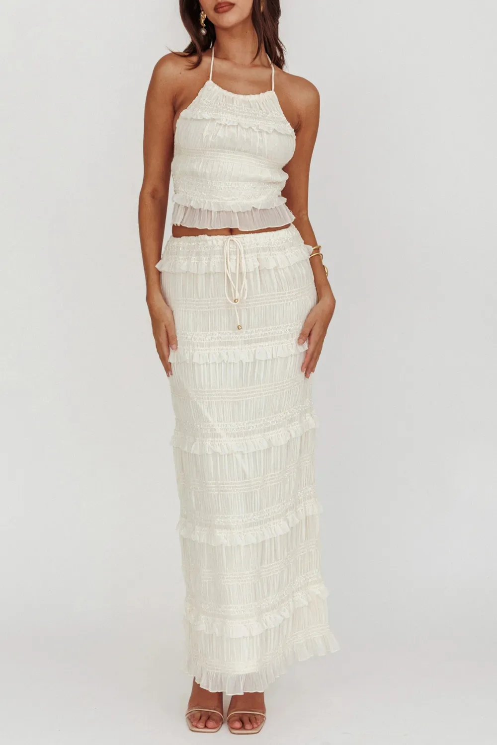 Fashion Ruffle Lace Halter Top