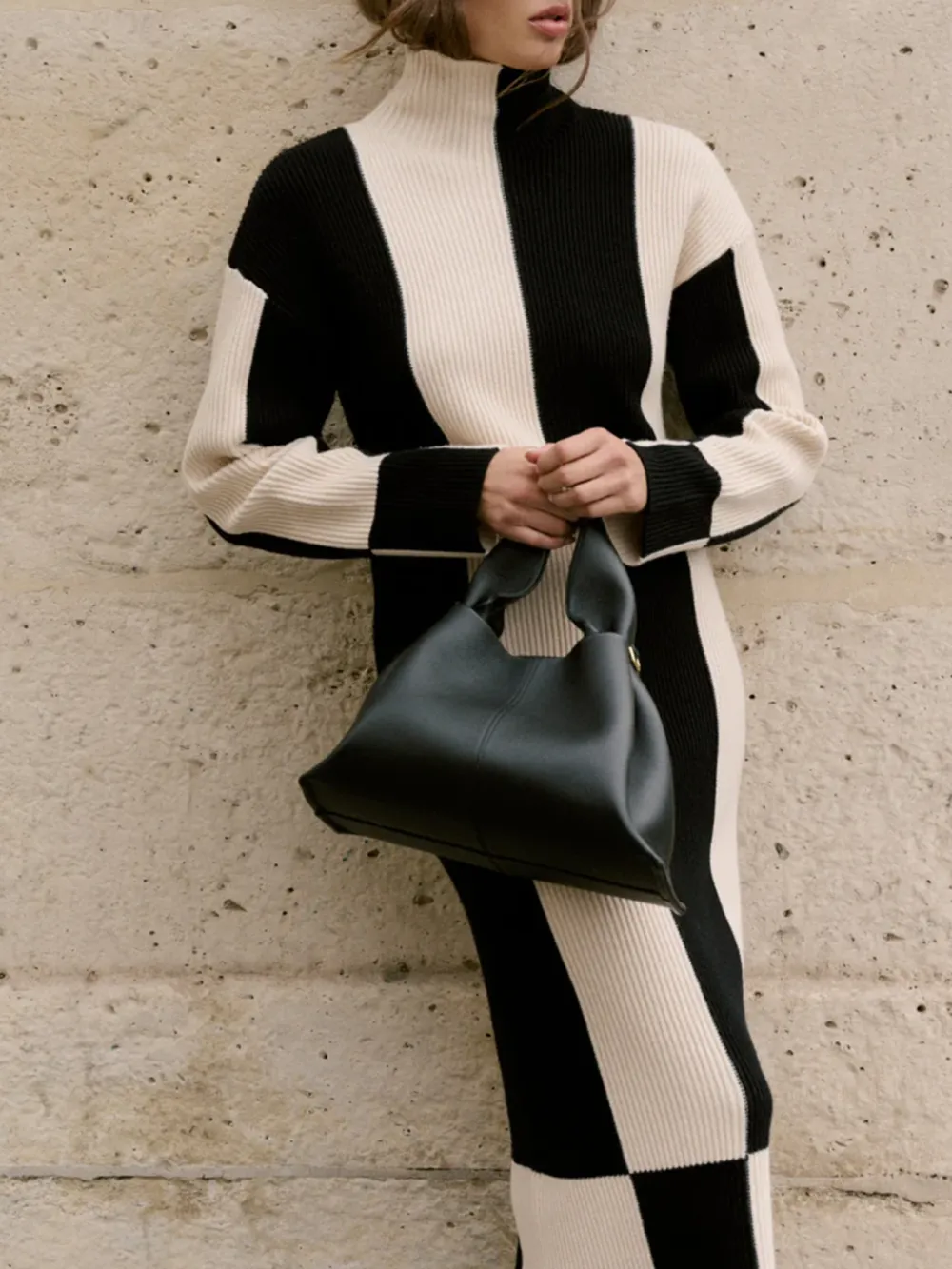 High Funnel Neck Knit Dress