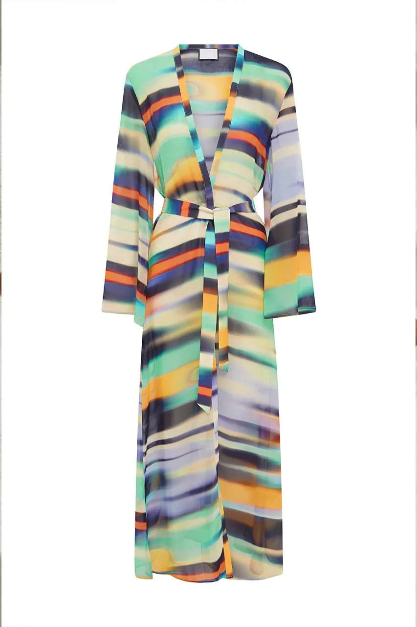 Multicolor Printed Sun Protection Swimsuit
