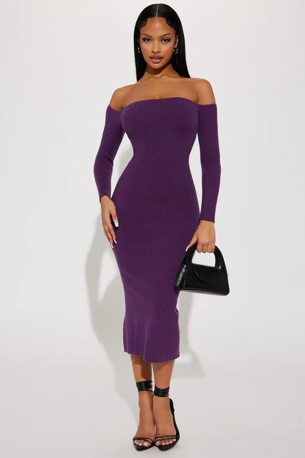 Regina Sweater Maxi Dress - Eggplant