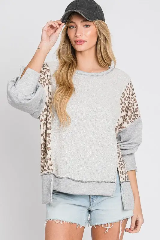 Tawny Kay Leopard Top Grey | URBAN ECHO SHOP