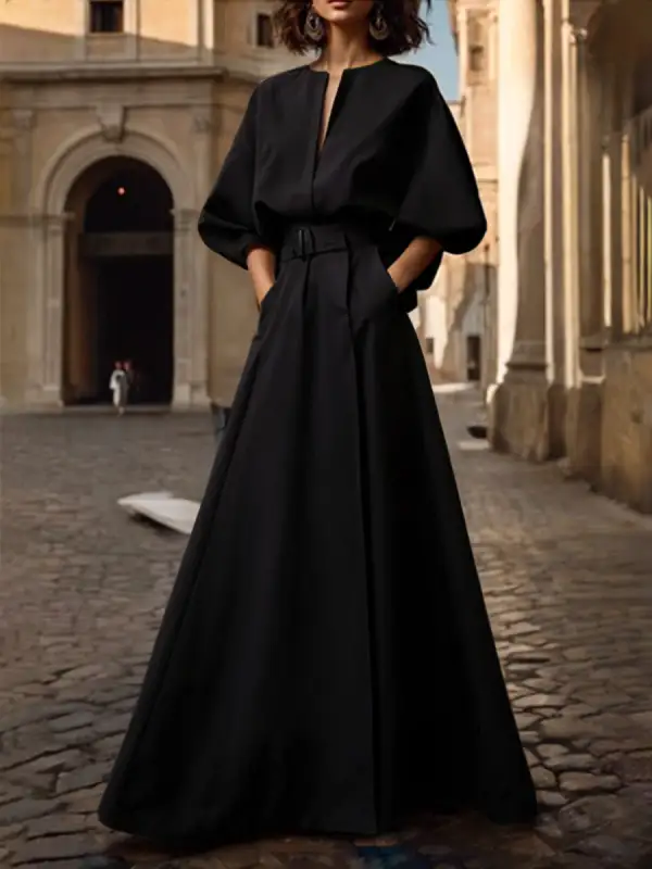 Belted Neck Maxi Dress
