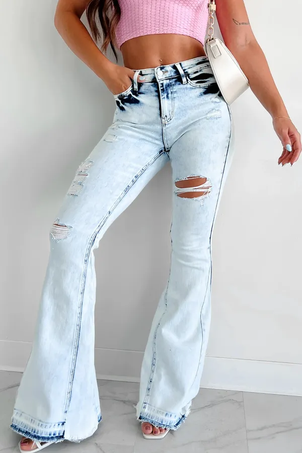 High Rise Distressed Flare Jeans