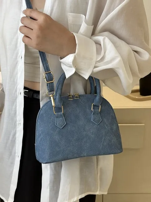 Urban Casual Imitation Denim Leather Handbag Women's Messenger Bag