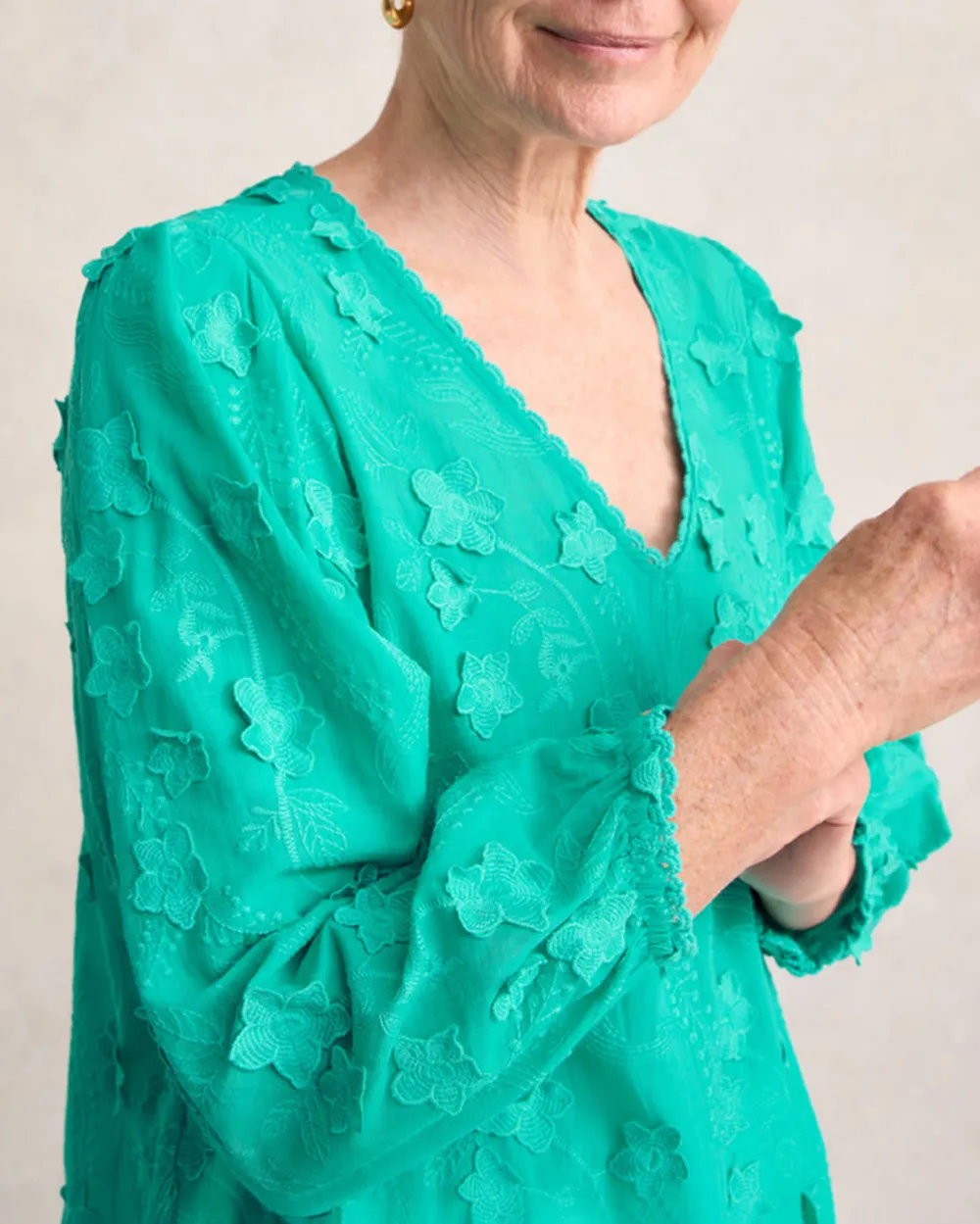 Lace Trim Embroidered Top