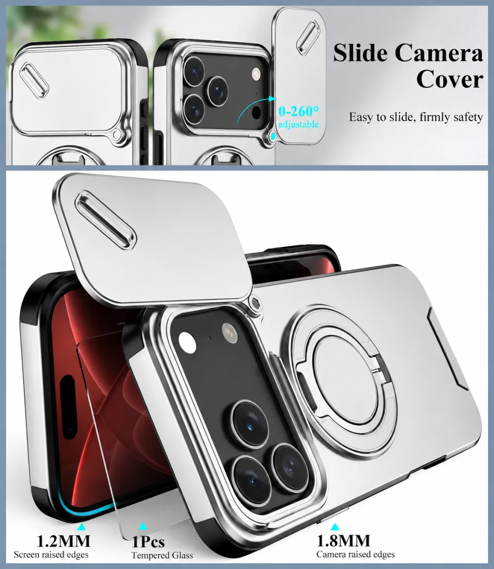 For iPhone 18 Pro Max LINK Phone Case Apple 15 Pro Sliding Window Stand Shockproof Protective Cover