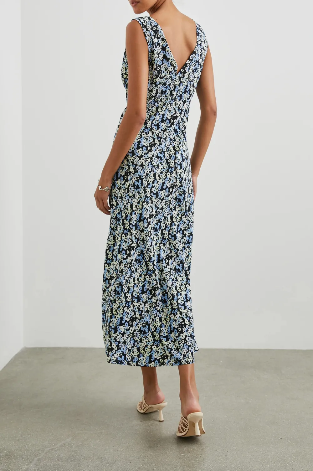 Purple-Red Floral Print Fitted Dress With A Waistline