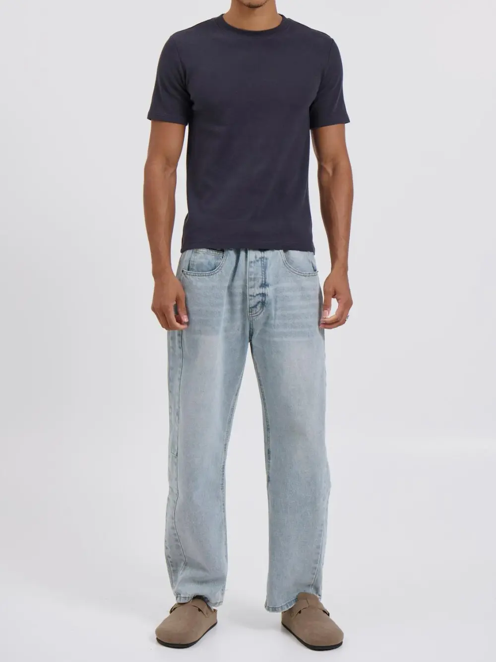 Simple Casual And Daily Silver Dark Grey Tee