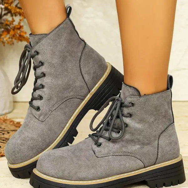 Round Toe Lace-Up Boots
