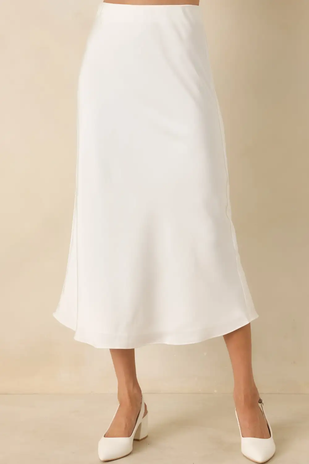 Come Closer Satin-Finish Midi Skirt