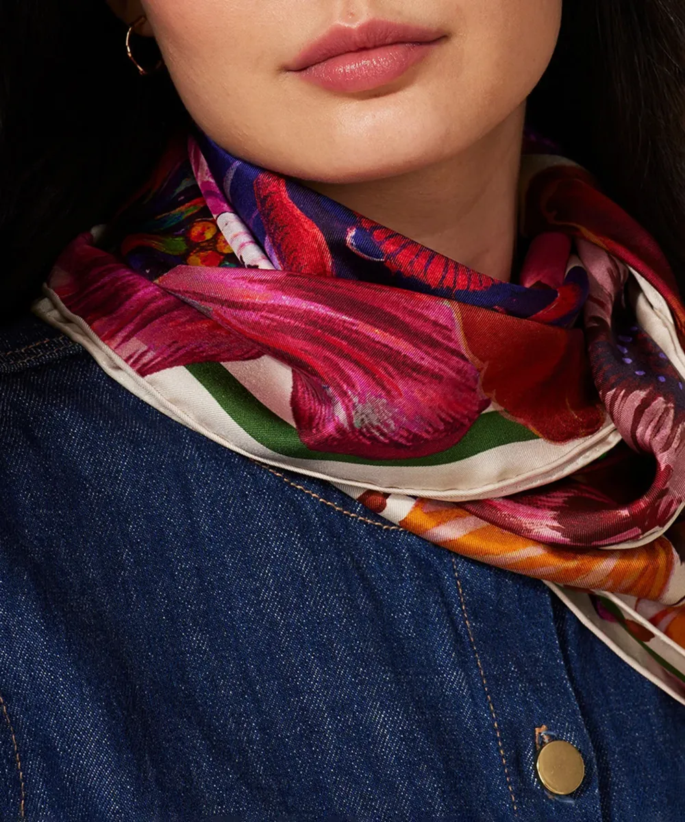 Magic Garden Art Graphic Silk Square Scarf