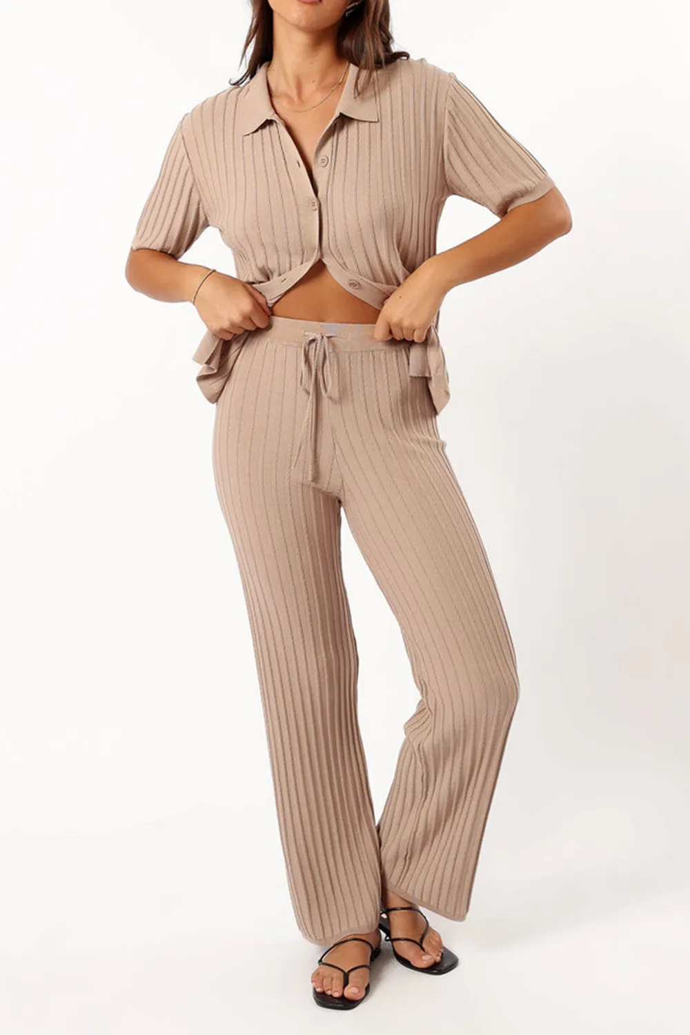 TIBI RIBBED PANT - BEIGE