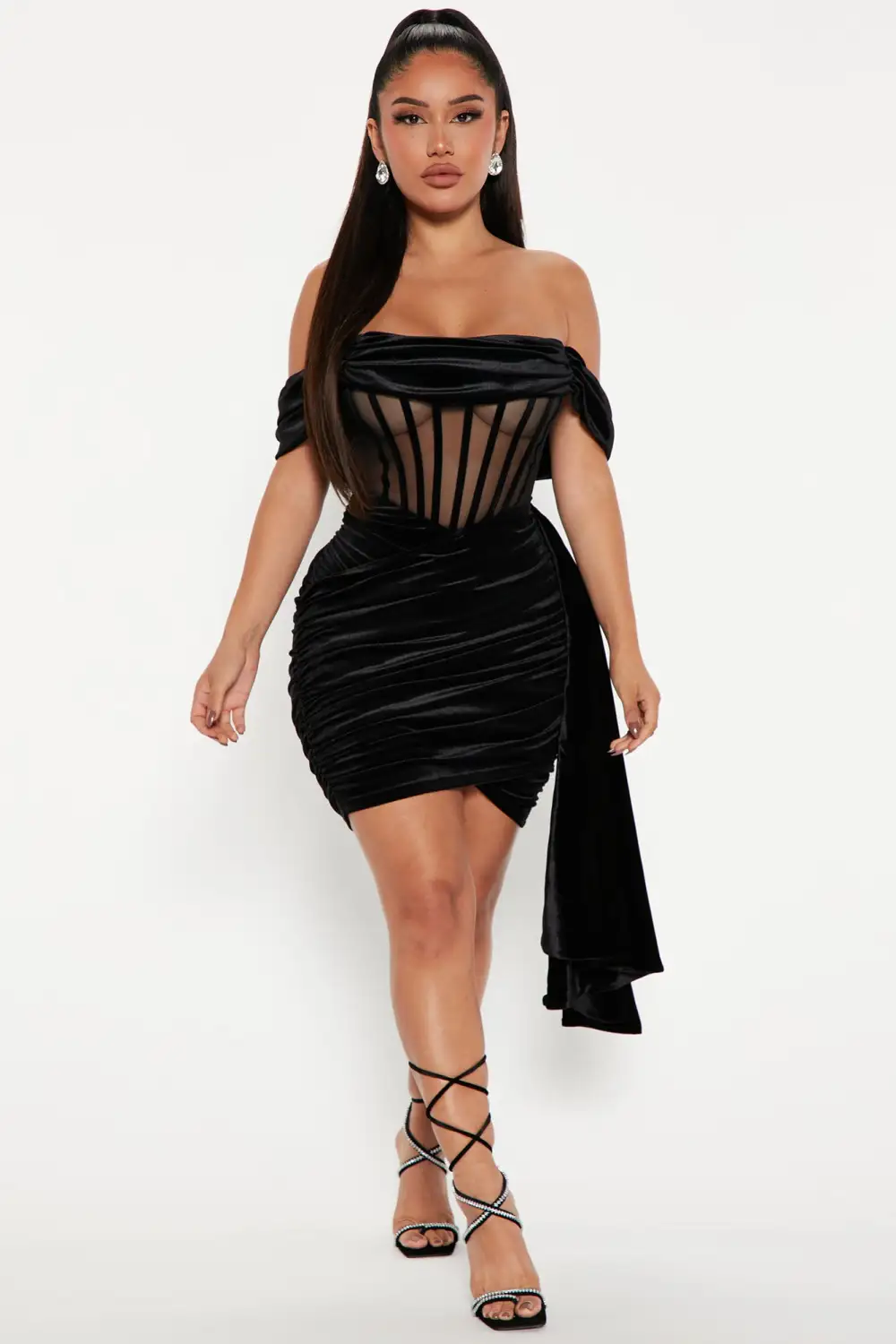 Sincerely Yours Velvet Midi Dress - Black
