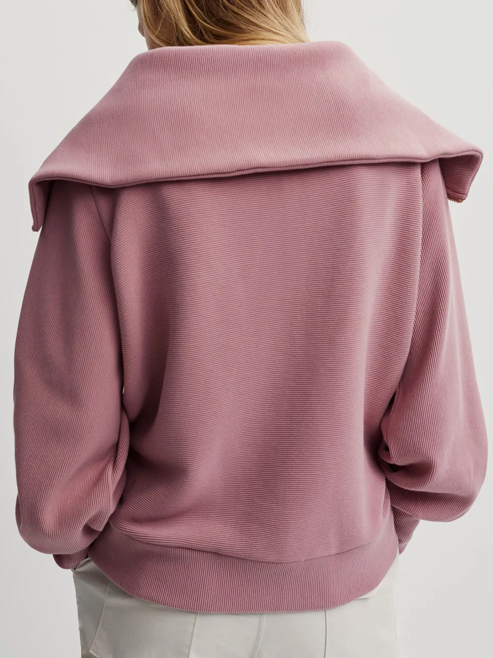 Chic Oversized Half-Zip Wide-Collar Sweatshirt