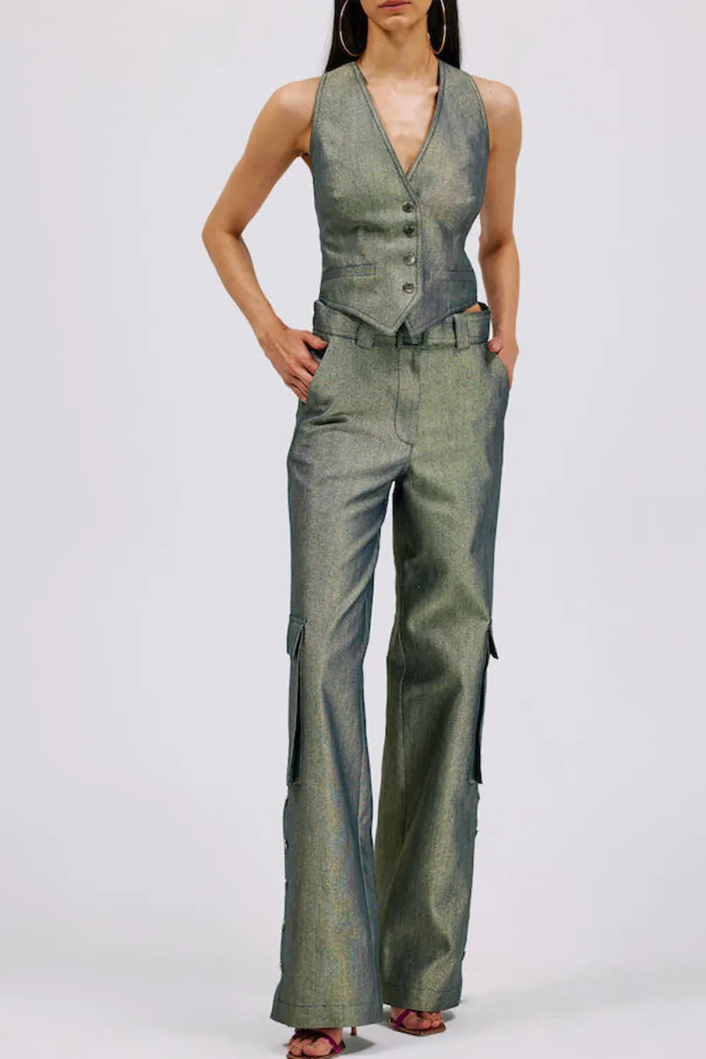 V-Neck Vest-Gold
