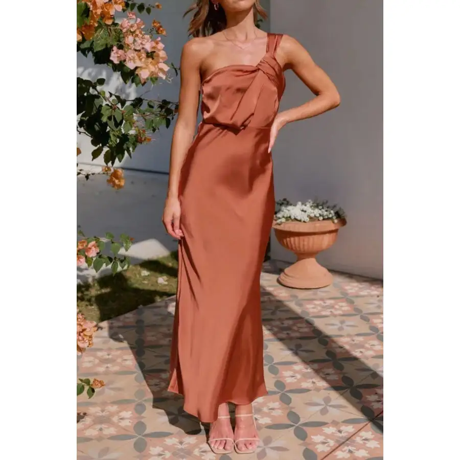 One Shoulder Sleeveless Maxi Dress