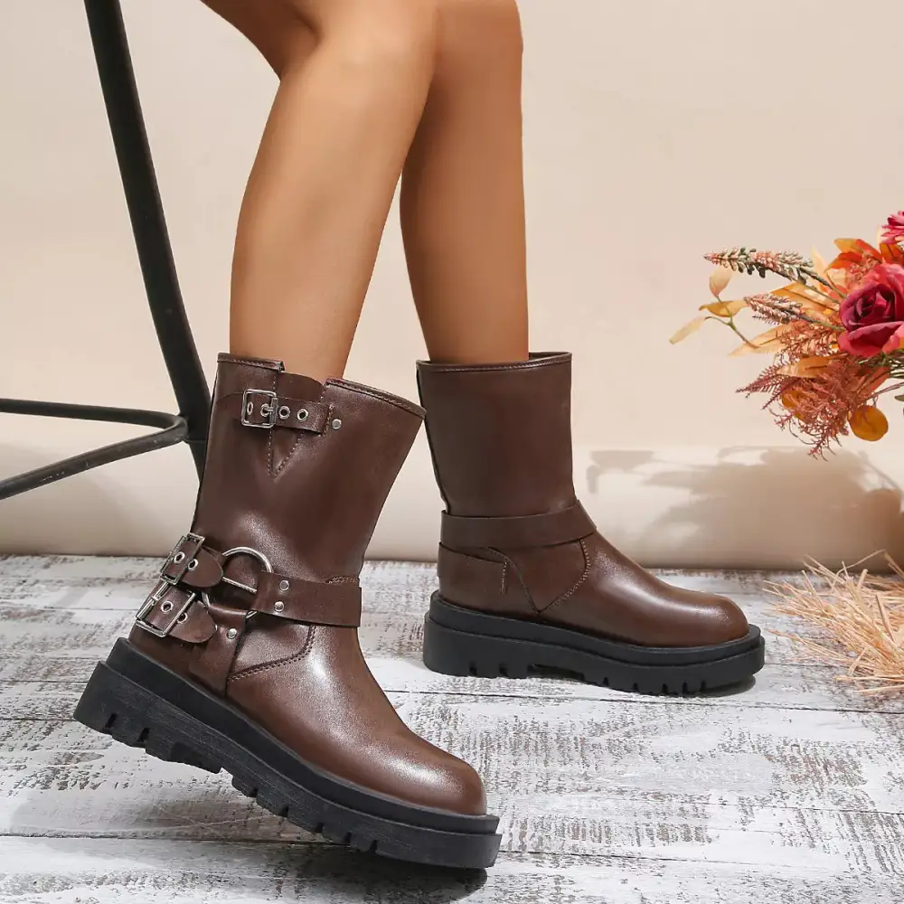 Versatile Round Toe Block Heel Boots