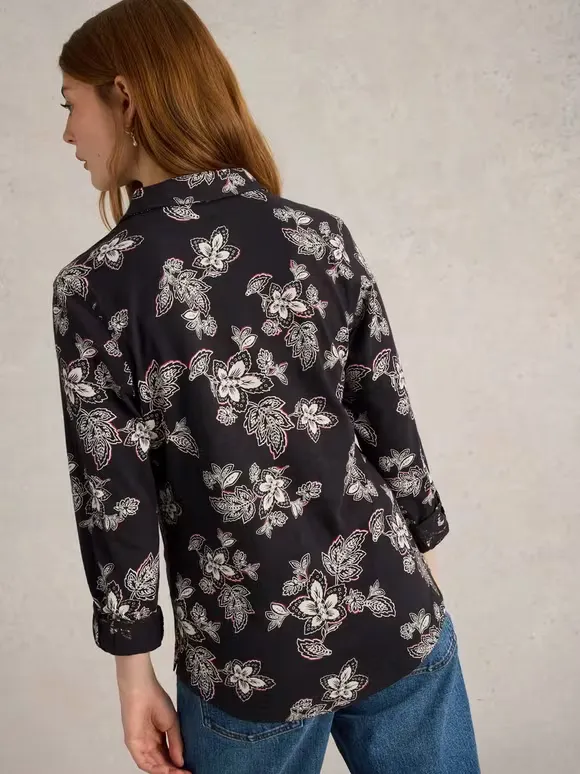 Long-Sleeved Art Graphic Cotton Shirt