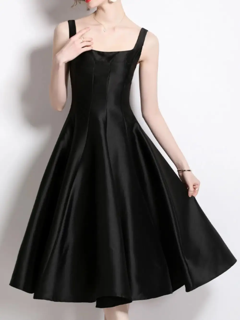 Silhouette A-Line Sleeveless Midi Dress