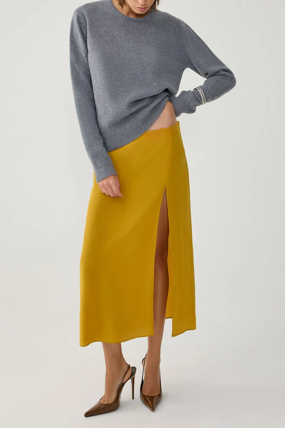 Split Skirt-Mustard