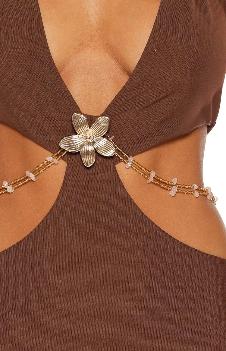 Halter Neck Cut Out Chain Mini Dress