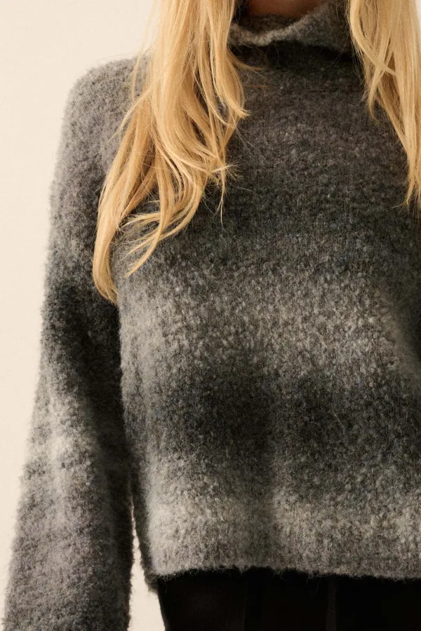 Hue Knew Ombre Knit Mock-Neck Sweater