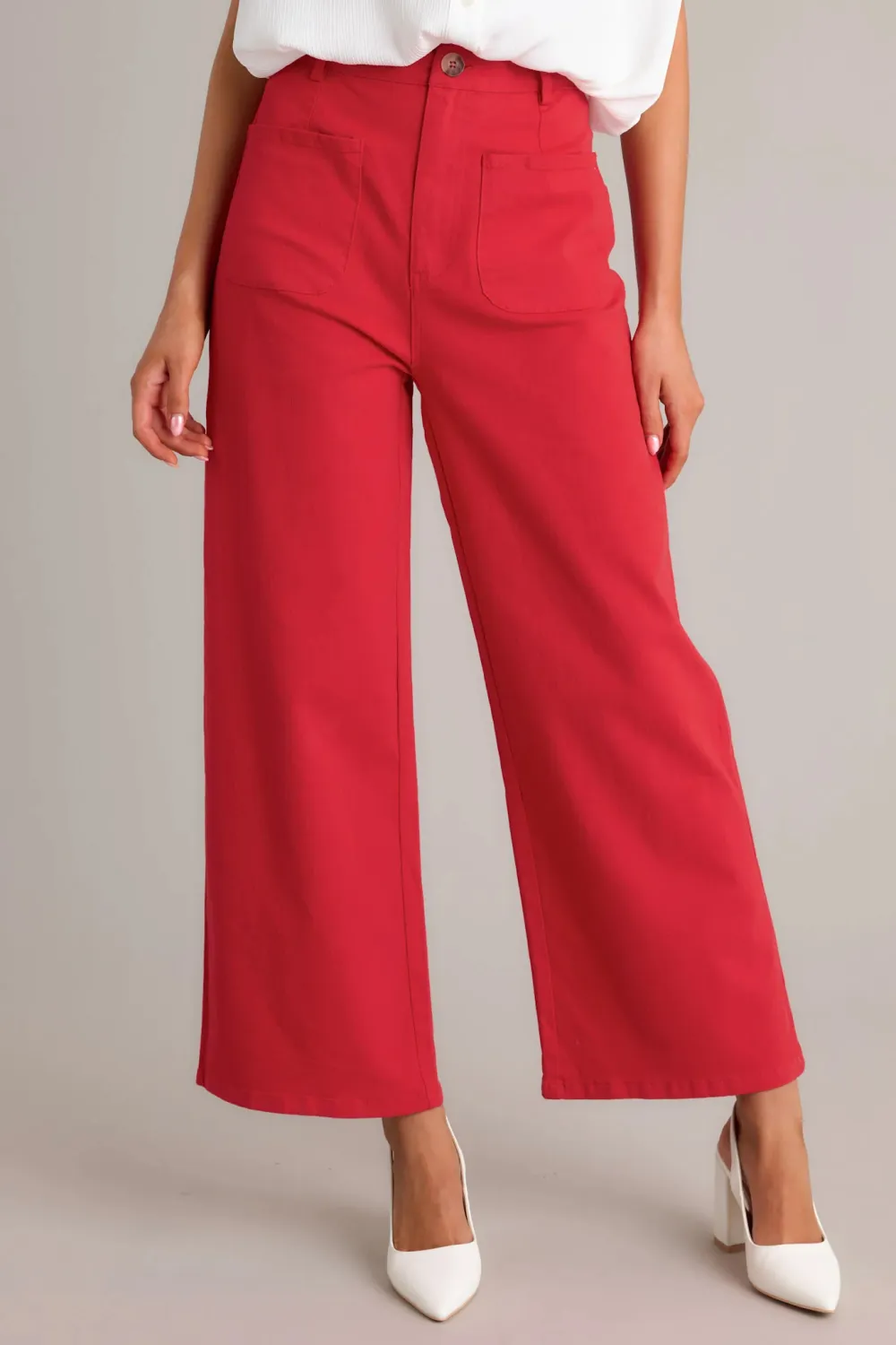 SLEEK SILHOUETTE RED WIDE LEG JEANS