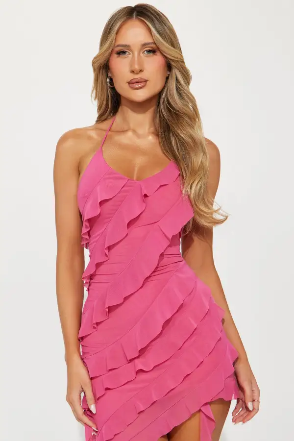 Jaqueline Mesh Mini Dress - Fuchsia