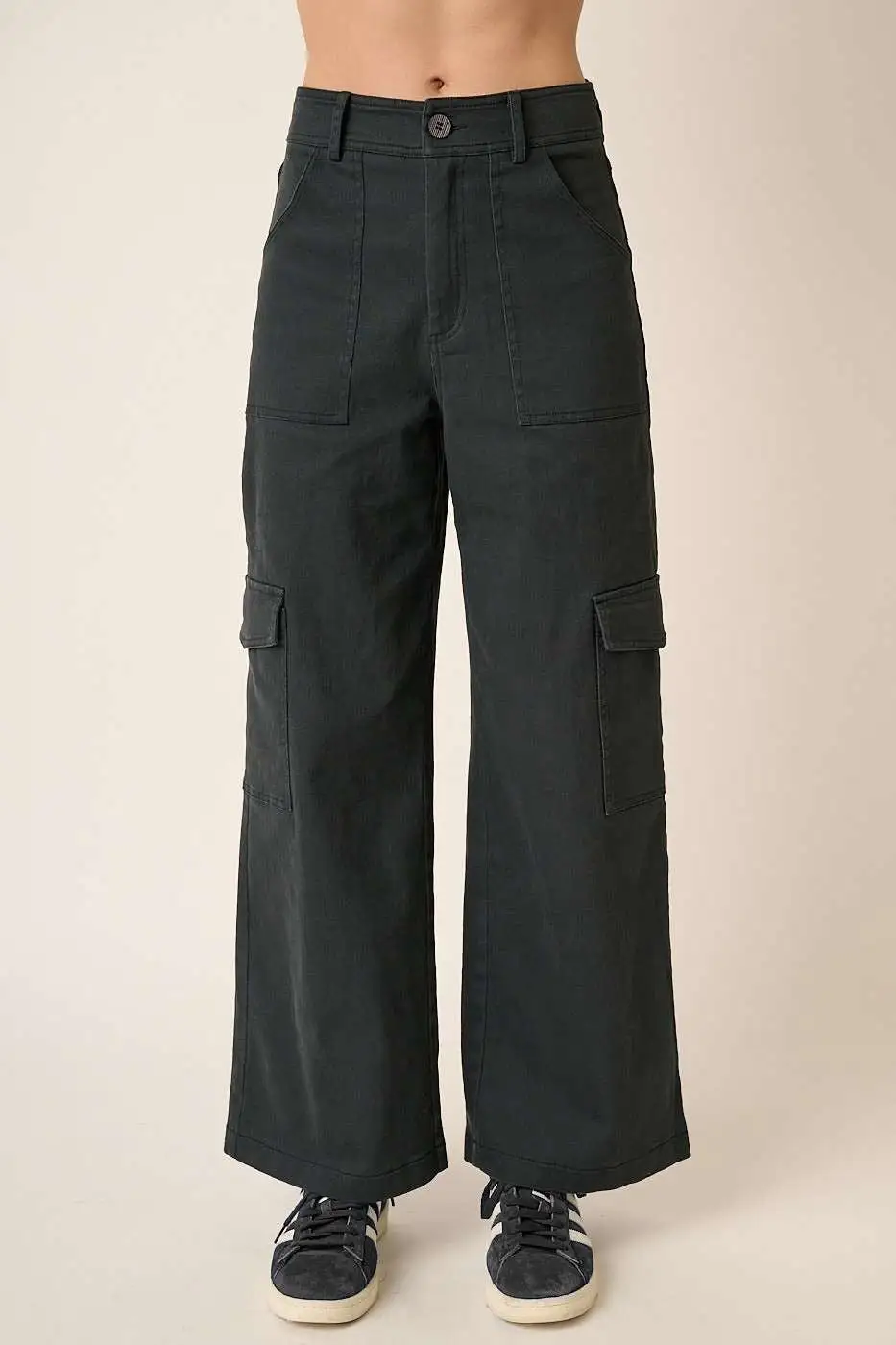 Wide Leg High Waist Pants With Cargo Pockets