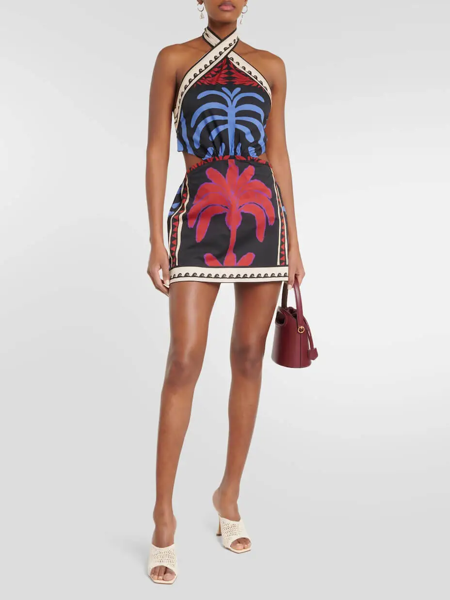 Unique Print Halter Neck Mini Dress