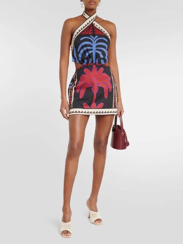 Unique Print Halter Neck Mini Dress