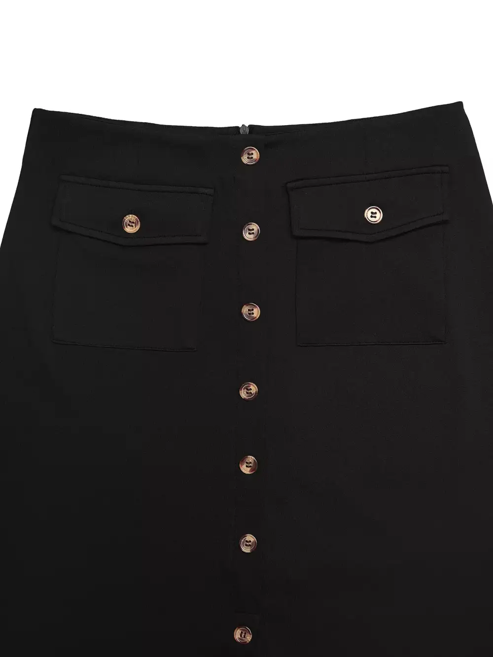 Everyday Button Front Pocket Midi Skirt