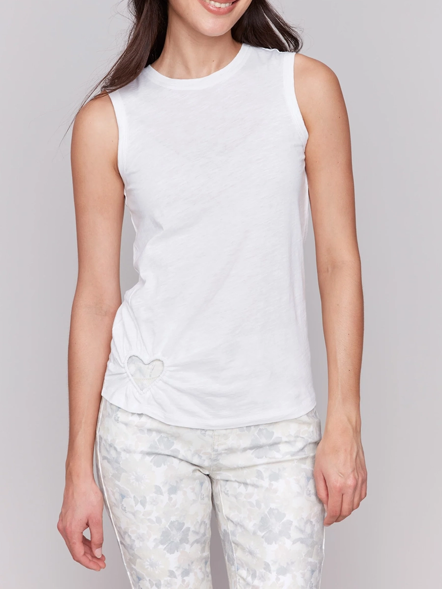 Cotton Round Neck Heart Hollow Vest