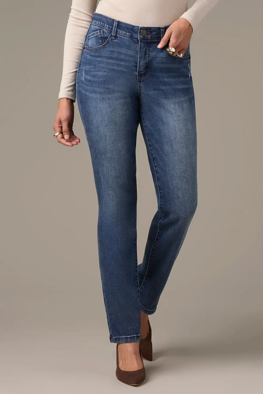 Everyday Petite Mid Rise Straight Leg Jeans
