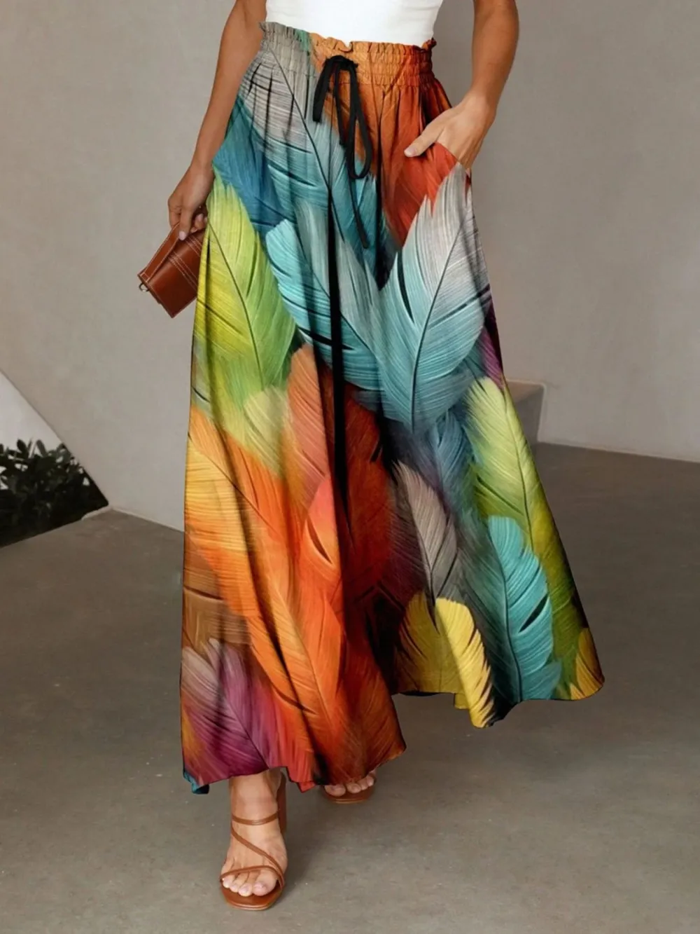 Printed Maxi Pockets Ezyfit Skirt