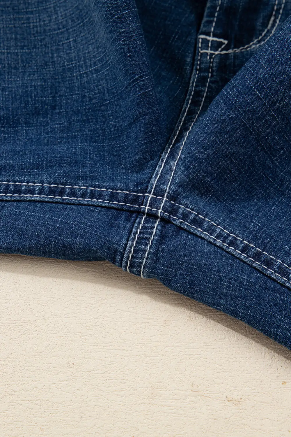 Loose Cuffed Stitched Waist Detail Jeans