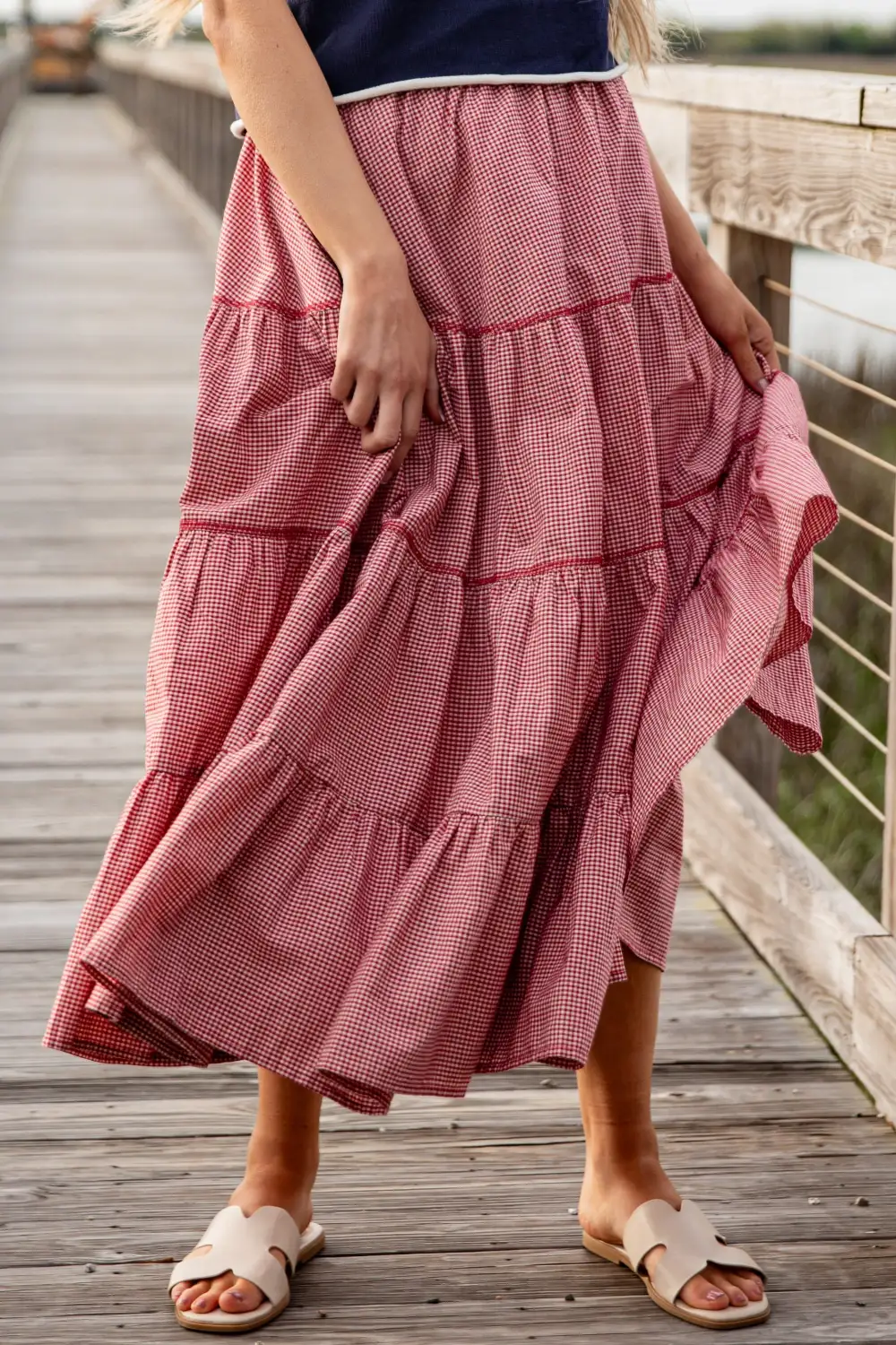 High Rise Mid Rise Elastic Waist Maxi Skirt
